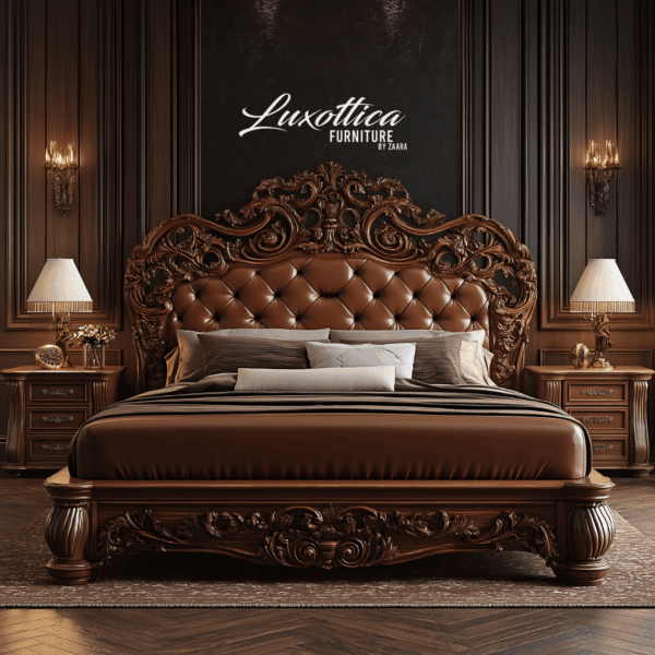 Carved Brown Bed