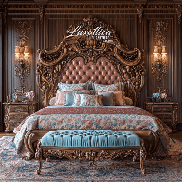 Carved Turkish Fabric Bed